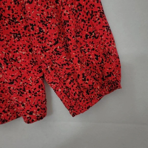 Old Navy Women's 3/4 Button Red Floral Balloon Sleeve Lightweight Blouse XXL - Picture 6 of 9